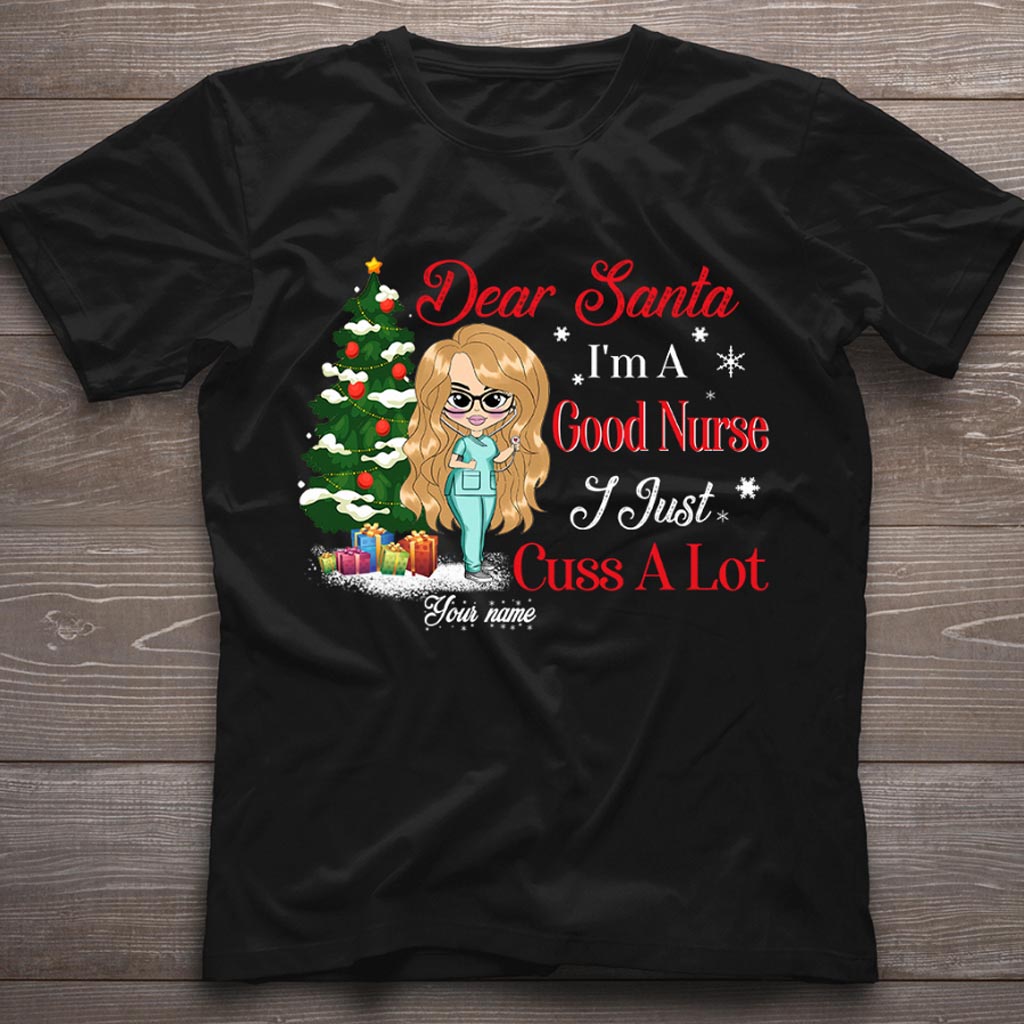 Cher Père Noël, je suis une bonne infirmière - T-shirt et sweat à capuche de Noël personnalisés pour infirmières