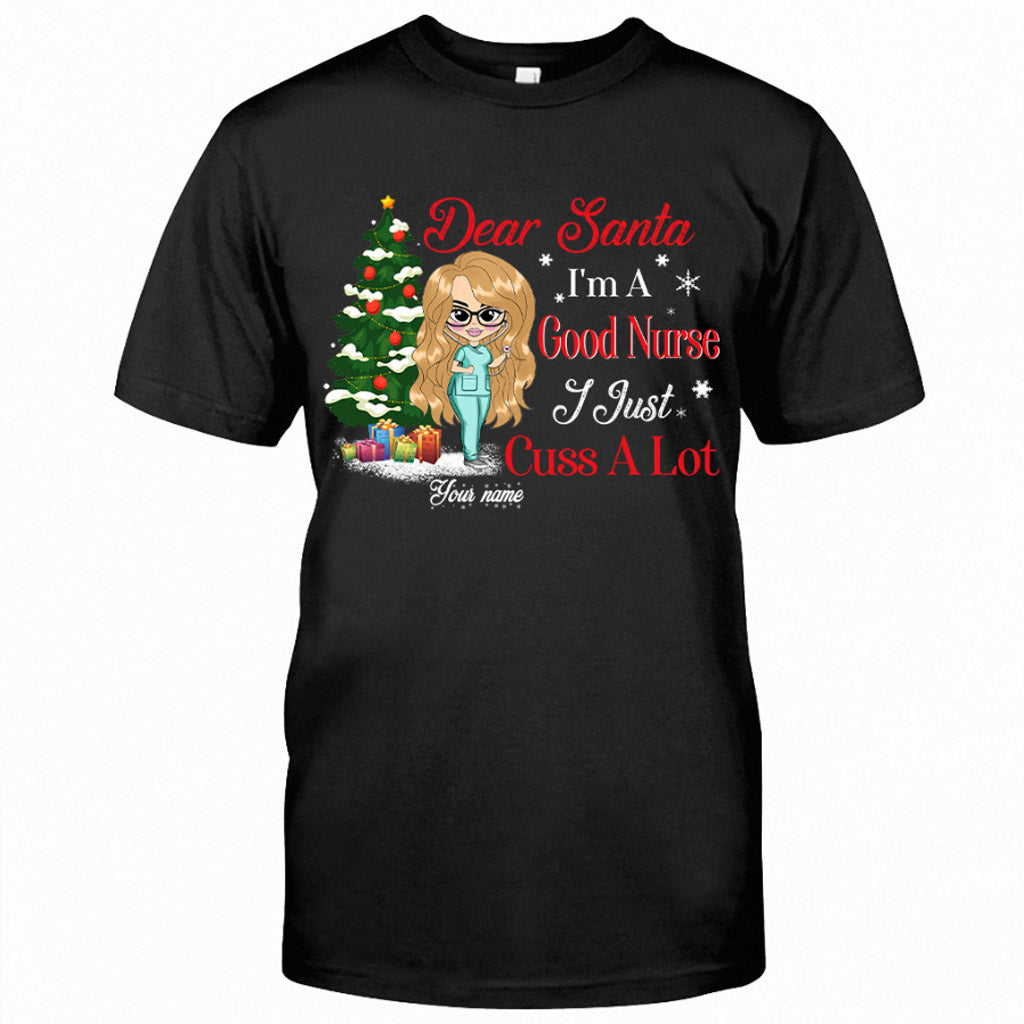 Cher Père Noël, je suis une bonne infirmière - T-shirt et sweat à capuche de Noël personnalisés pour infirmières