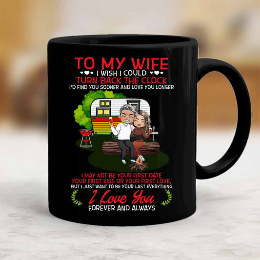 Mug de camping personnalisé « Si seulement je pouvais remonter le temps »