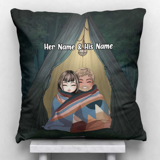 Toi et moi, on gère ça, couple de campeurs - Coussin décoratif de camping personnalisé
