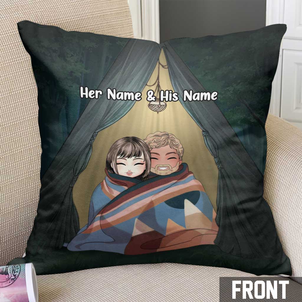 Toi et moi, on gère ça, couple de campeurs - Coussin décoratif de camping personnalisé