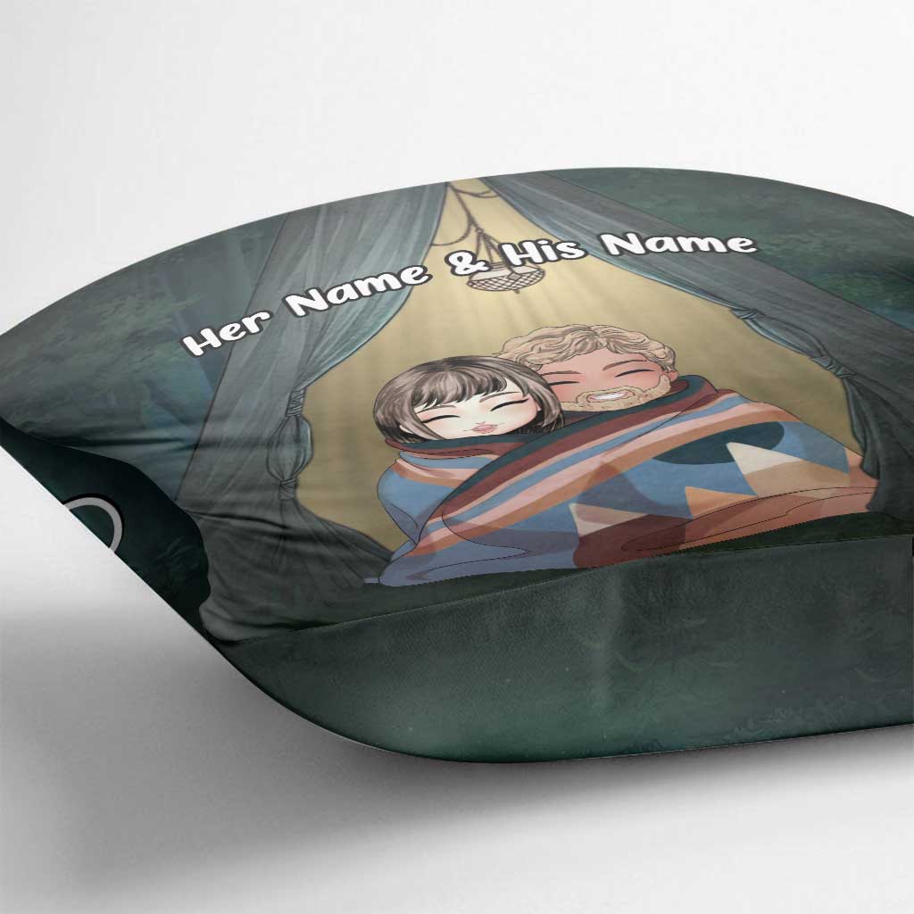 Toi et moi, on gère ça, couple de campeurs - Coussin décoratif de camping personnalisé