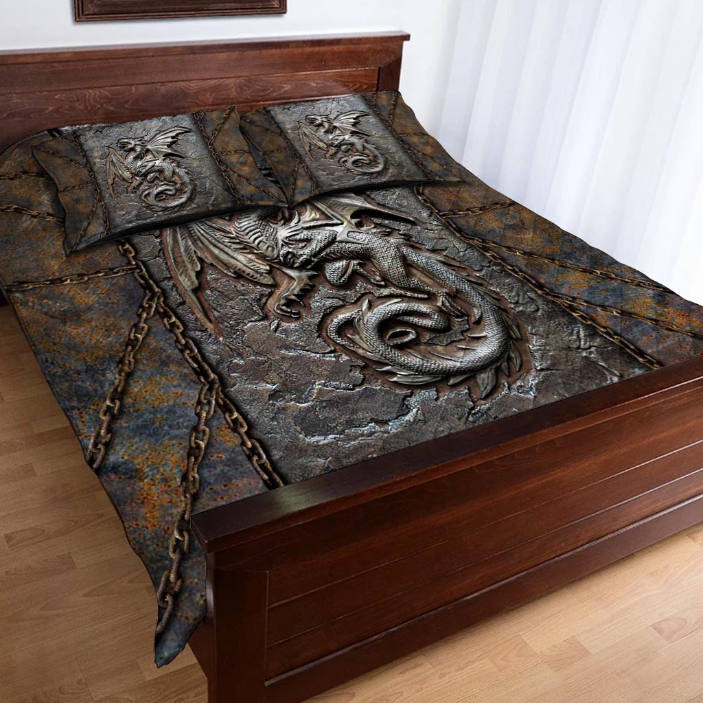 Dragon Fossil 3D Pattern Print Quilt Bed Set