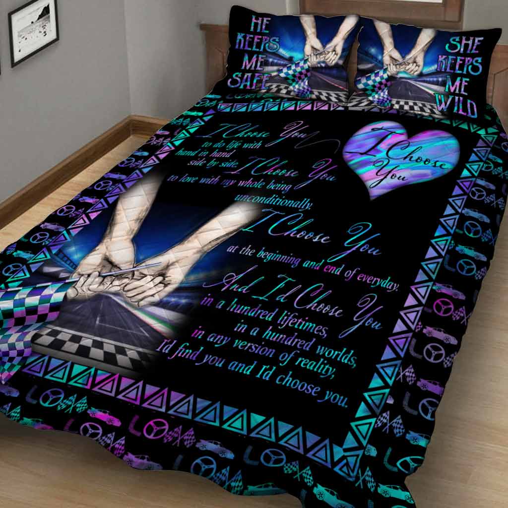 Je te choisis - Parure de lit courtepointe de course Je te choisis