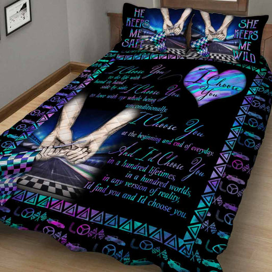 Je te choisis - Parure de lit courtepointe de course Je te choisis