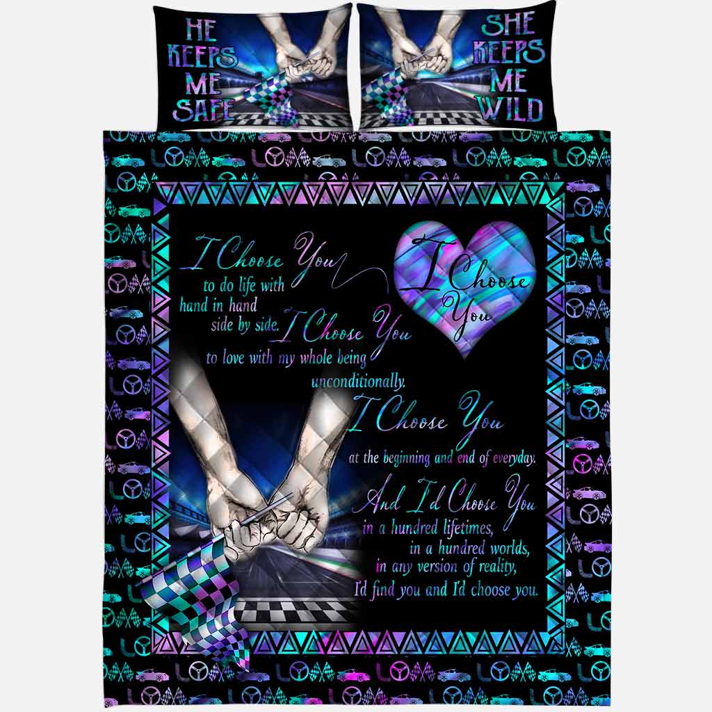 Je te choisis - Parure de lit courtepointe de course Je te choisis