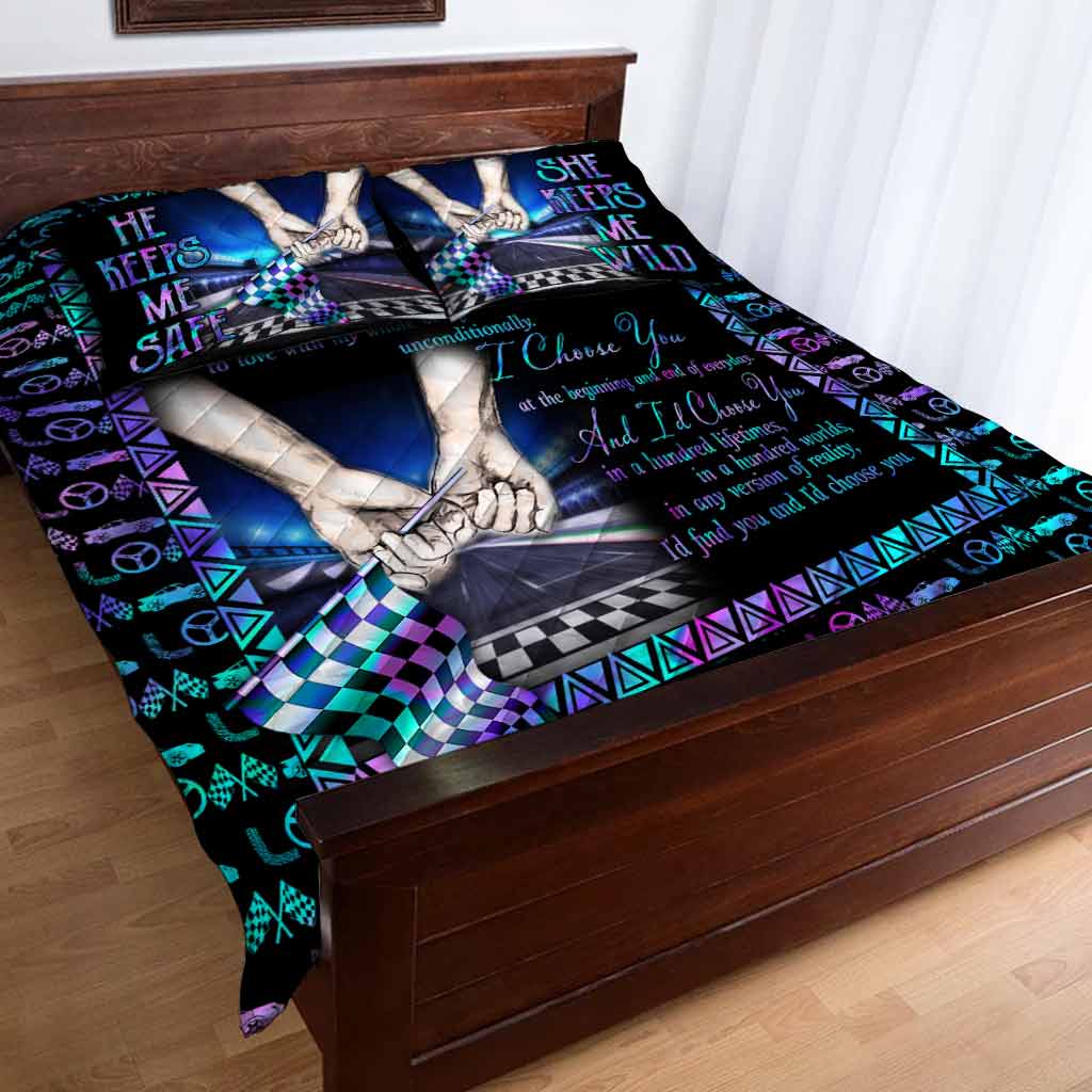 Je te choisis - Parure de lit courtepointe de course Je te choisis