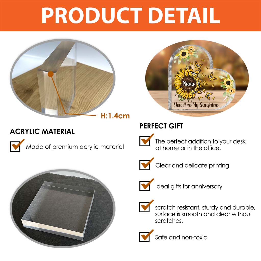 Magnifique tournesol, mes plus grandes bénédictions - Cadeau pour grand-mère, maman, tante - Plaque acrylique personnalisée.