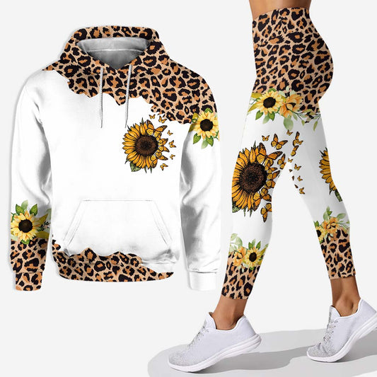 Magnifique léopard tournesol Mon petit rayon de soleil - Sweat à capuche et leggings personnalisés pour grand-mère