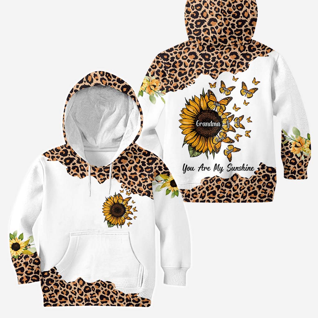 Magnifique léopard tournesol Mon petit rayon de soleil - Sweat à capuche et leggings personnalisés pour grand-mère
