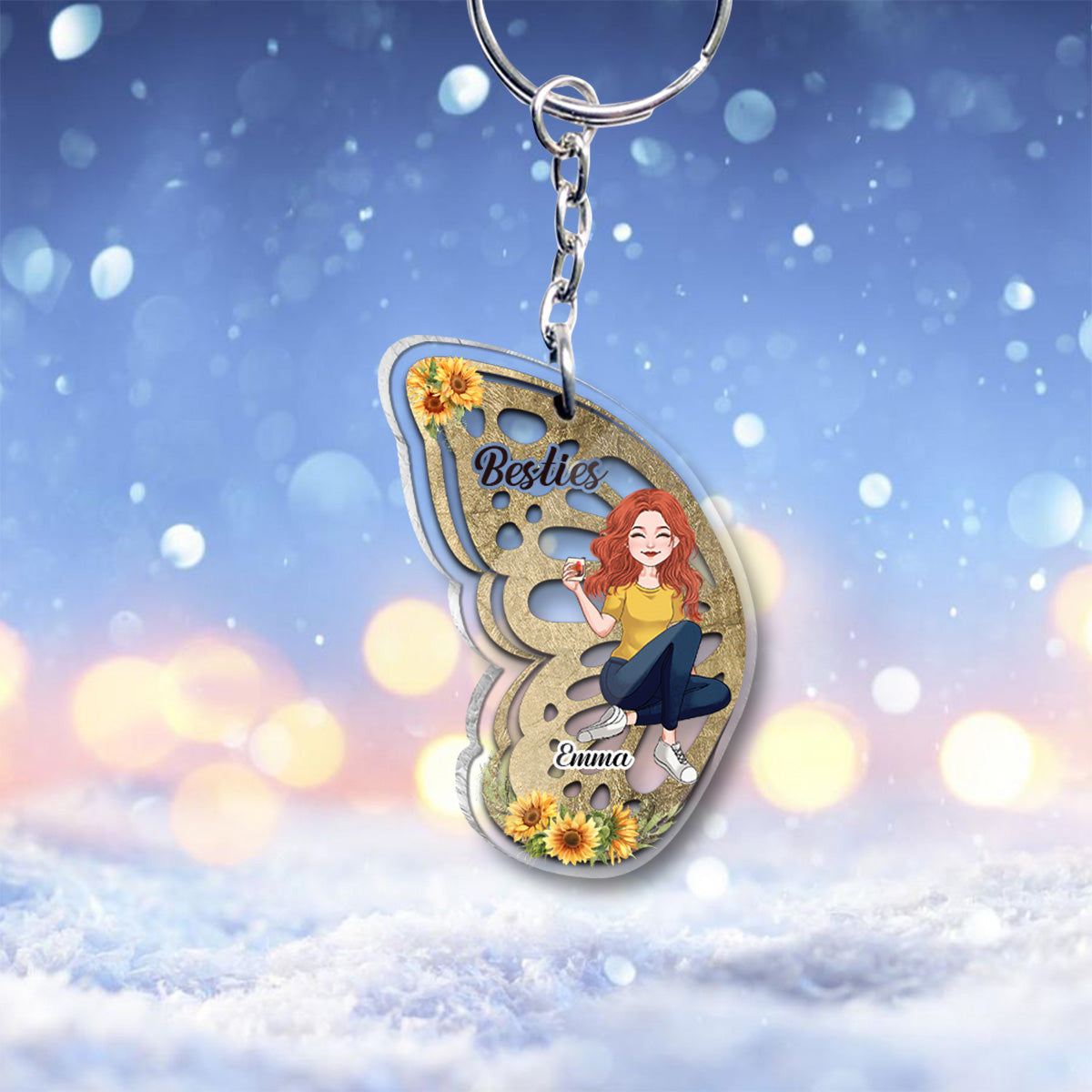 Meilleure amie pour toujours - Porte-clés transparent personnalisé pour meilleure amie