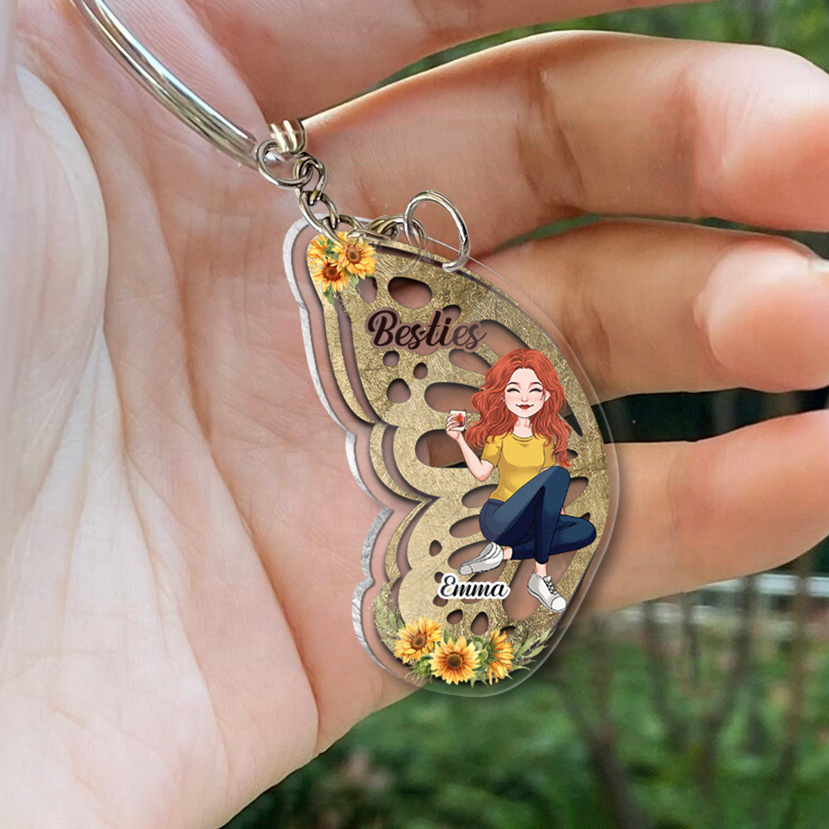 Meilleure amie pour toujours - Porte-clés transparent personnalisé pour meilleure amie