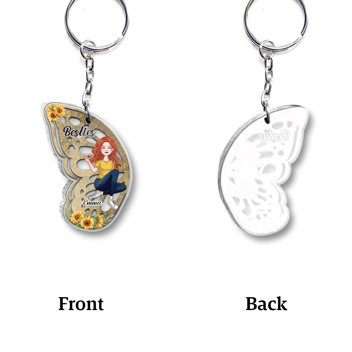 Meilleure amie pour toujours - Porte-clés transparent personnalisé pour meilleure amie