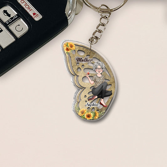 Mère et fille - Porte-clés transparent assorti et personnalisé pour maman