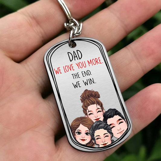Papa, je t'aime plus que tout - Porte-clés personnalisé en acier inoxydable - Cadeau pour papa, grand-mère, grand-père, maman, oncle, tante