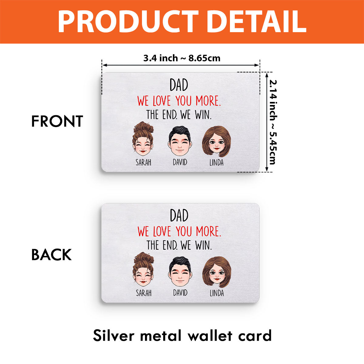 Papa, je t'aime plus que tout - Carte personnalisée à insérer dans le portefeuille du père