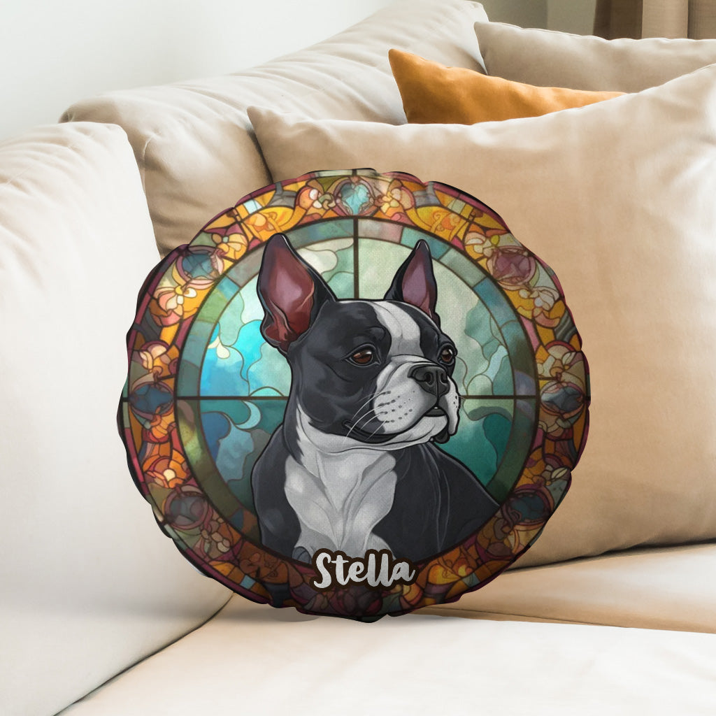 Stained Glass Dog - Personalized Dog Shaped Pillow