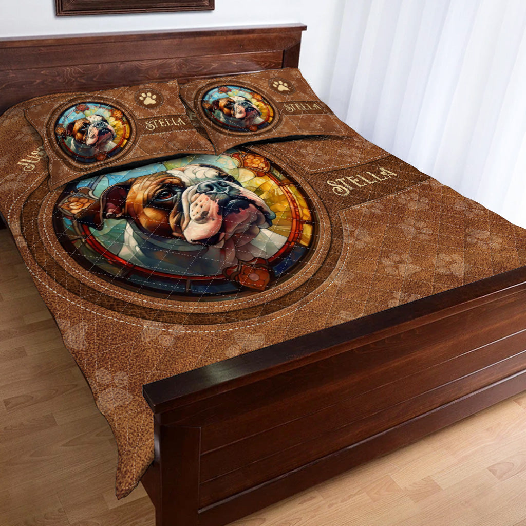 Ensemble de courtepointe personnalisé pour chien en vitrail