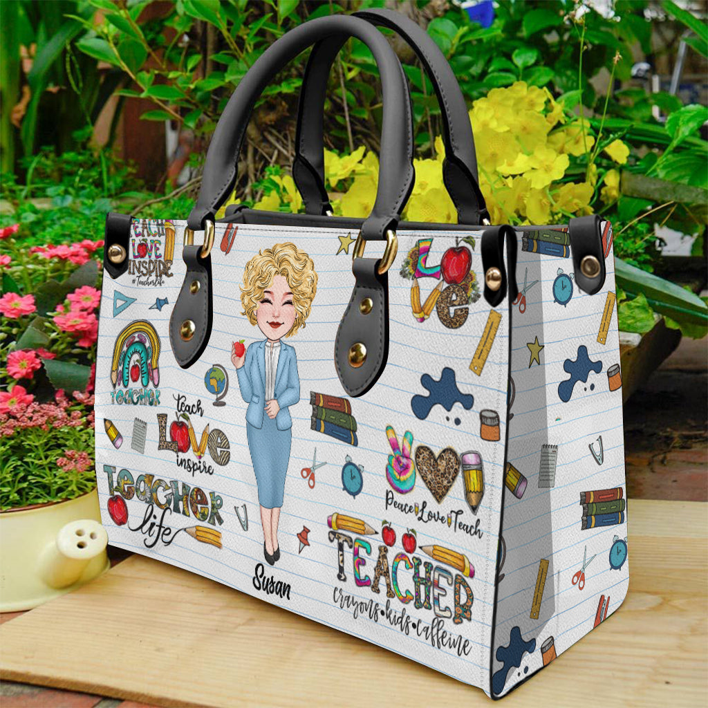 Vie d'enseignant - Sac à main en cuir personnalisé pour enseignant