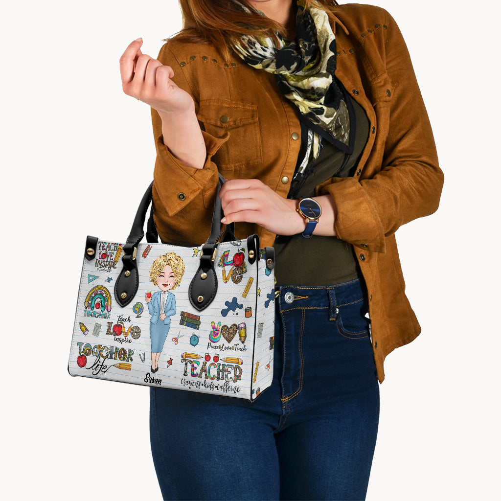 Vie d'enseignant - Sac à main en cuir personnalisé pour enseignant
