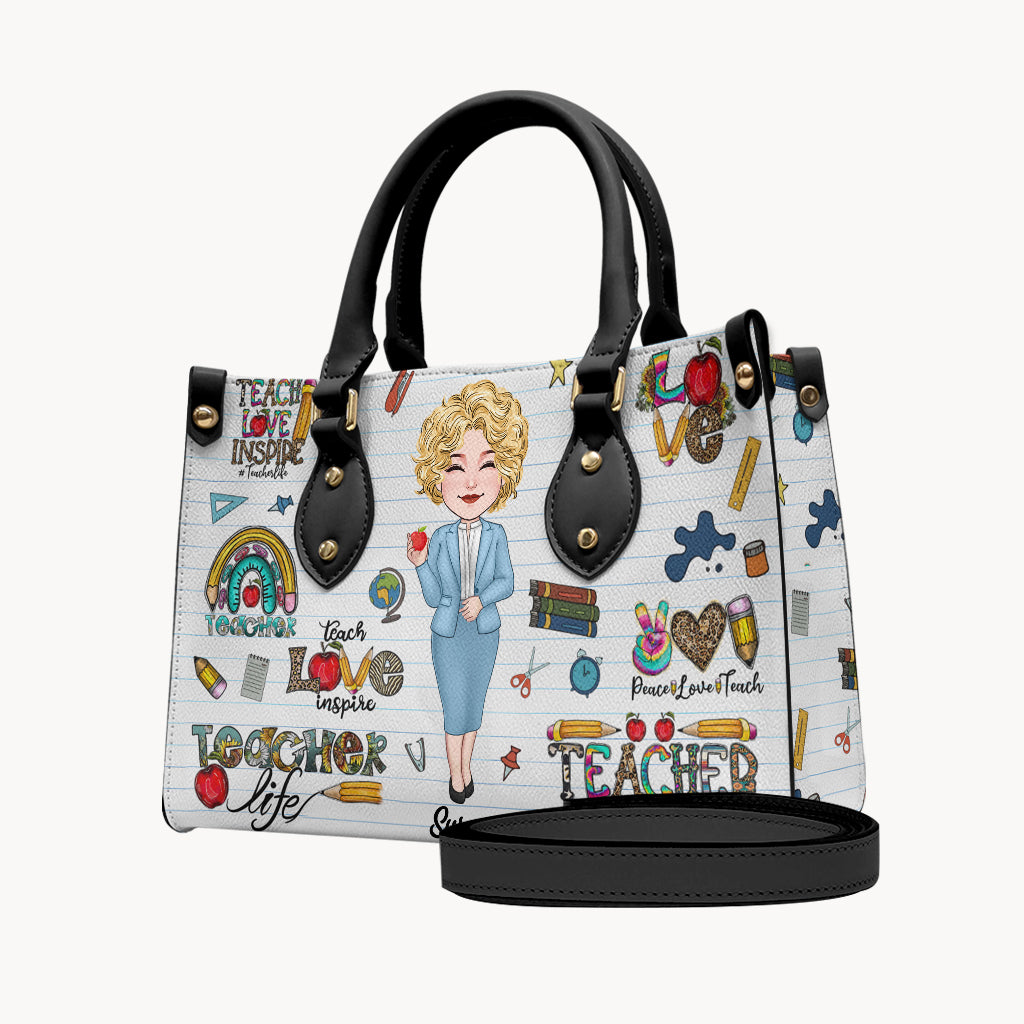 Vie d'enseignant - Sac à main en cuir personnalisé pour enseignant