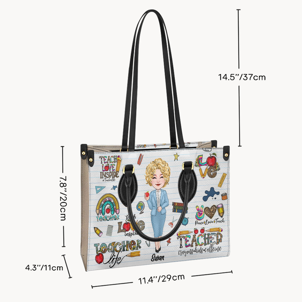 Vie d'enseignant - Sac à main en cuir personnalisé pour enseignant