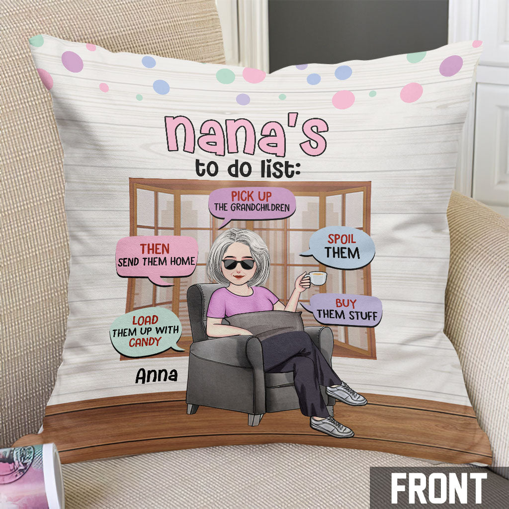 Liste de choses à faire de grand-mère - Coussin décoratif personnalisé pour grand-mère
