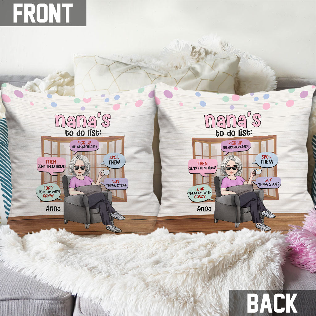 Liste de choses à faire de grand-mère - Coussin décoratif personnalisé pour grand-mère