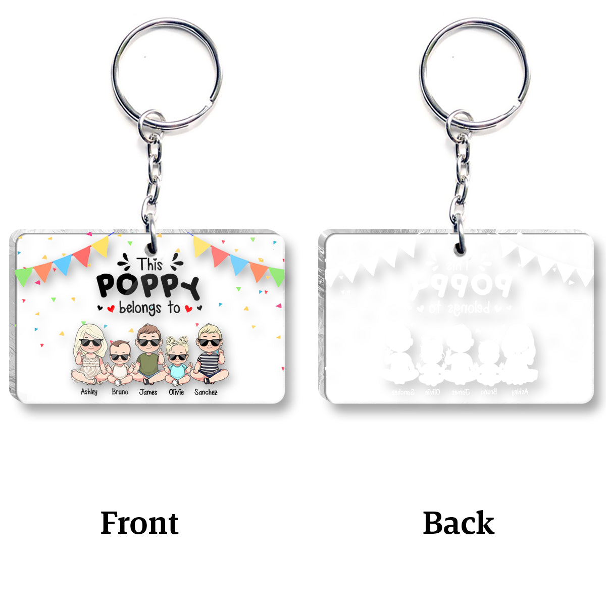 Mes personnes préférées - Cadeau pour grand-père, grand-mère, frère, sœur, maman, papa, oncle, tante - Porte-clés personnalisé