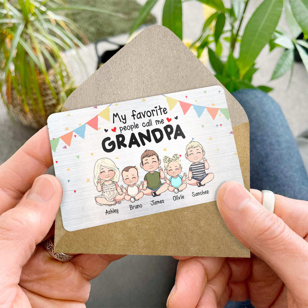 Mes personnes préférées - Cadeau pour grand-père, grand-mère, frère, sœur, maman, papa, oncle, tante - Carte à glisser dans un portefeuille