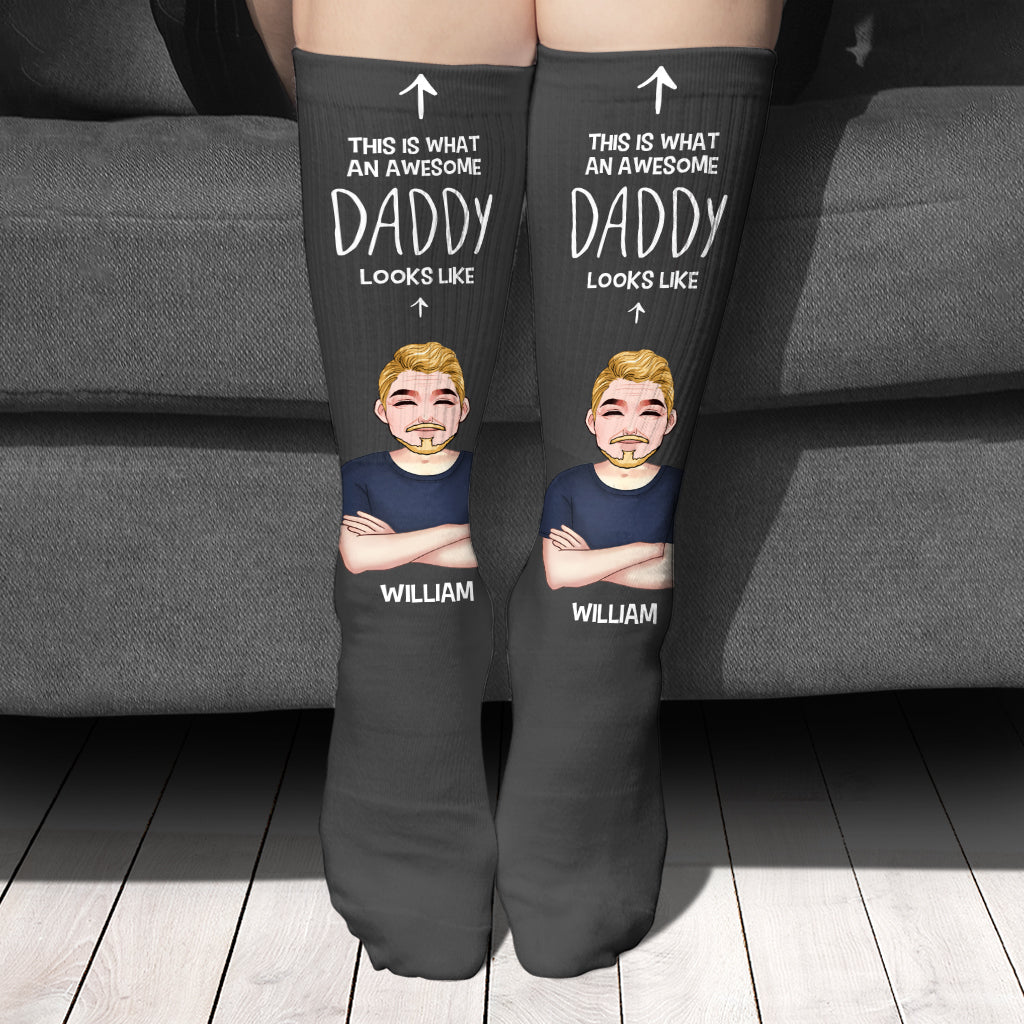 Voici à quoi ressemble un papa génial - Chaussettes personnalisées pour papa