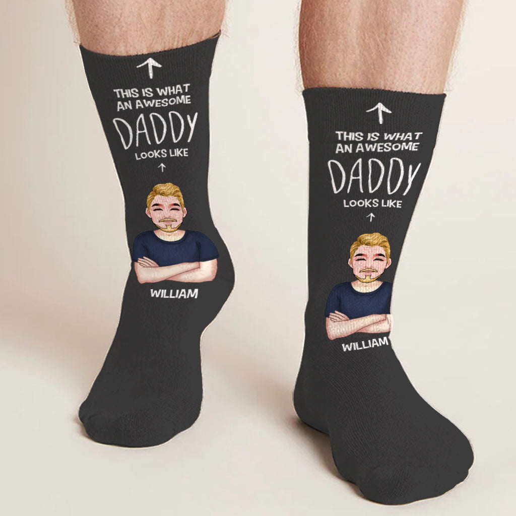 Voici à quoi ressemble un papa génial - Chaussettes personnalisées pour papa