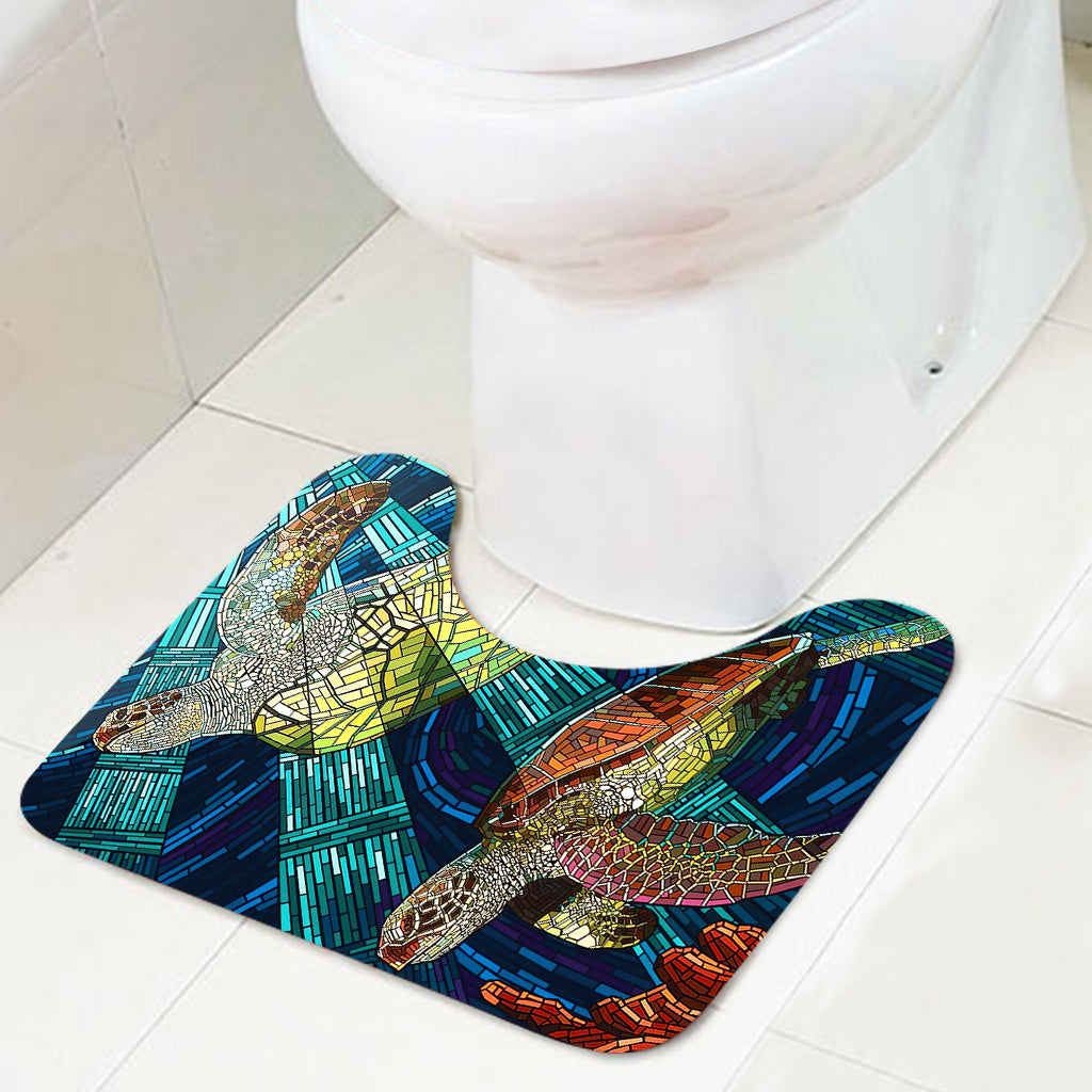 Ensemble rideau et tapis de bain en mosaïque de tortues
