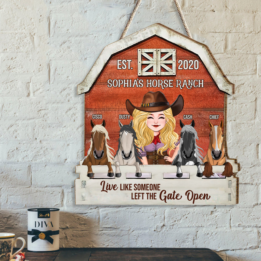 Ranch équestre - Panneau en bois personnalisé représentant un cheval