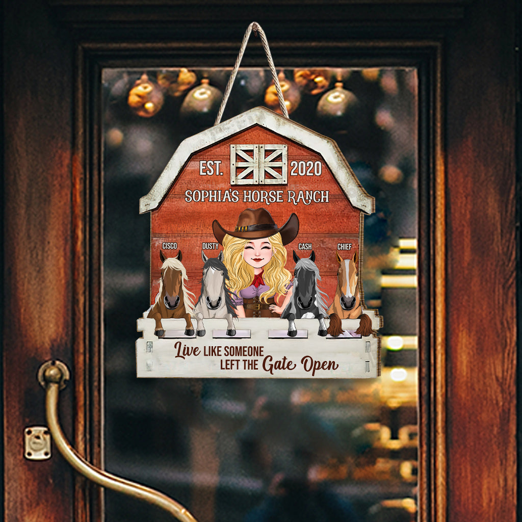 Ranch équestre - Panneau en bois personnalisé représentant un cheval