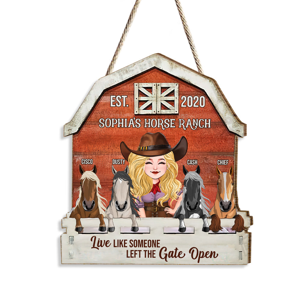 Ranch équestre - Panneau en bois personnalisé représentant un cheval