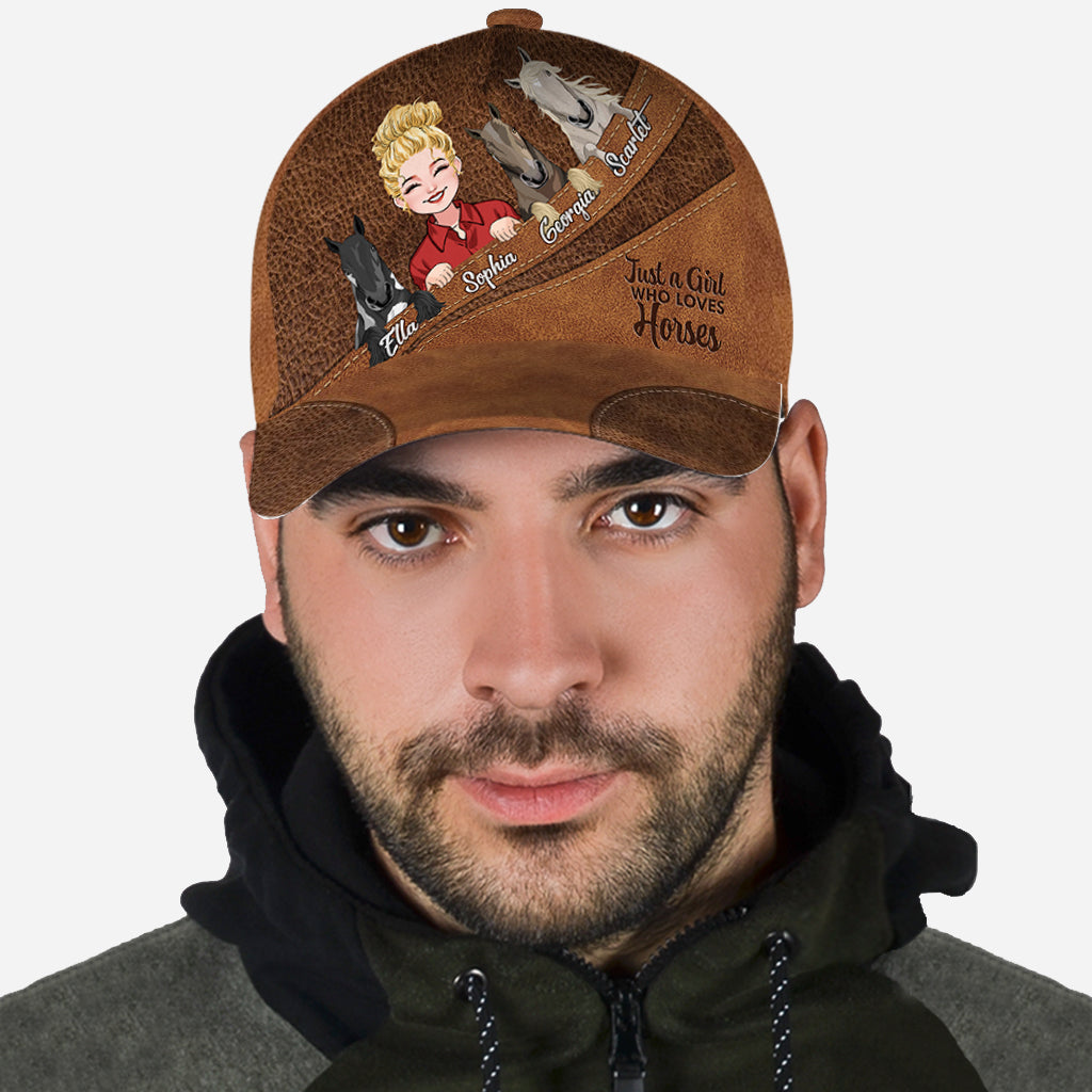 Juste une fille qui aime les chevaux - Casquette classique personnalisée avec motif cheval