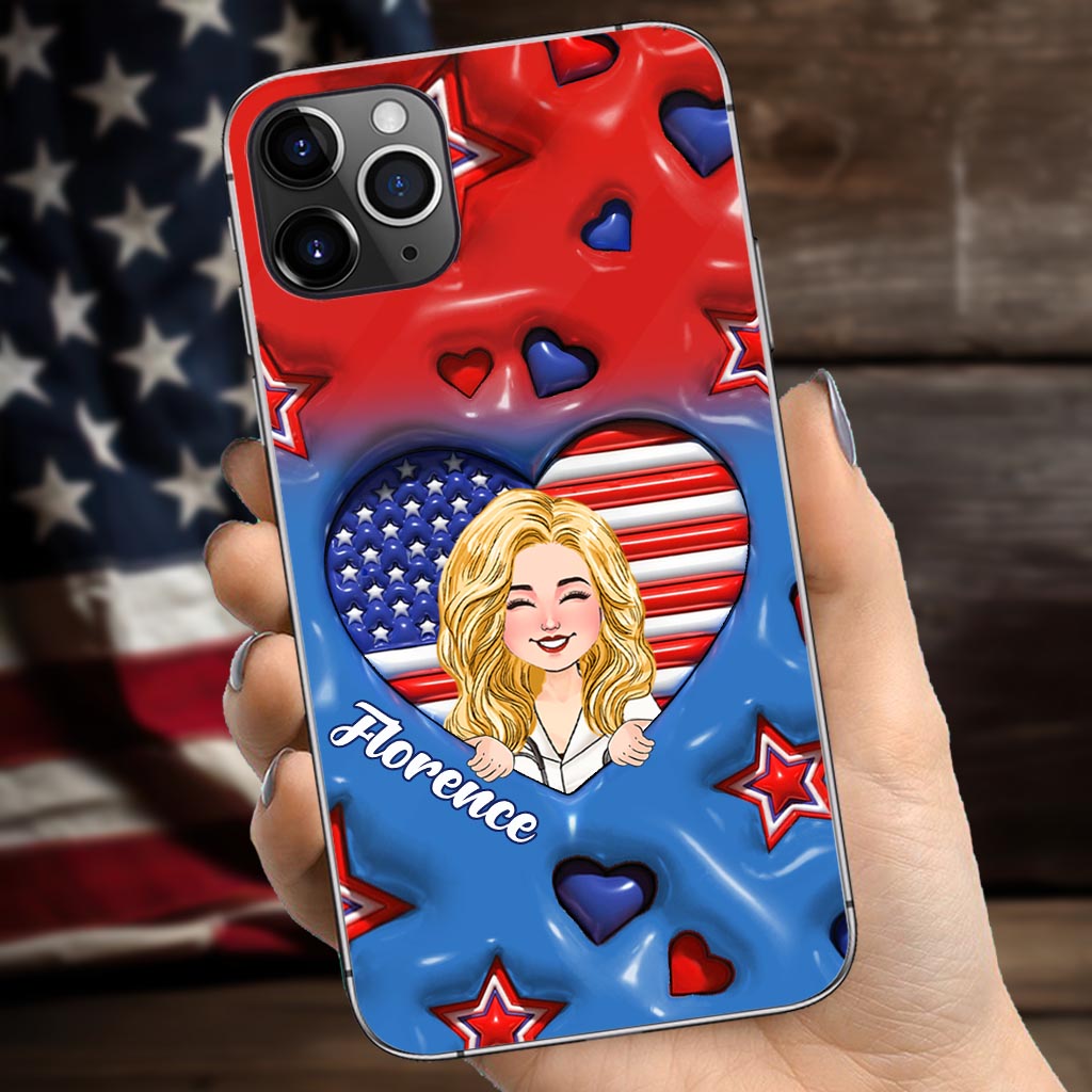 Cadeaux personnalisés pour infirmières - Coque de téléphone personnalisée « Infirmière américaine fière »