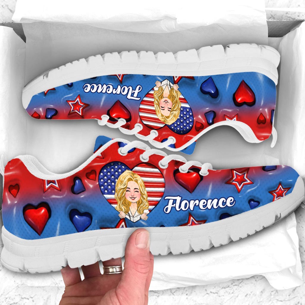 Cadeaux personnalisés pour infirmières - Fière d'être infirmière américaine - Baskets personnalisées pour infirmières