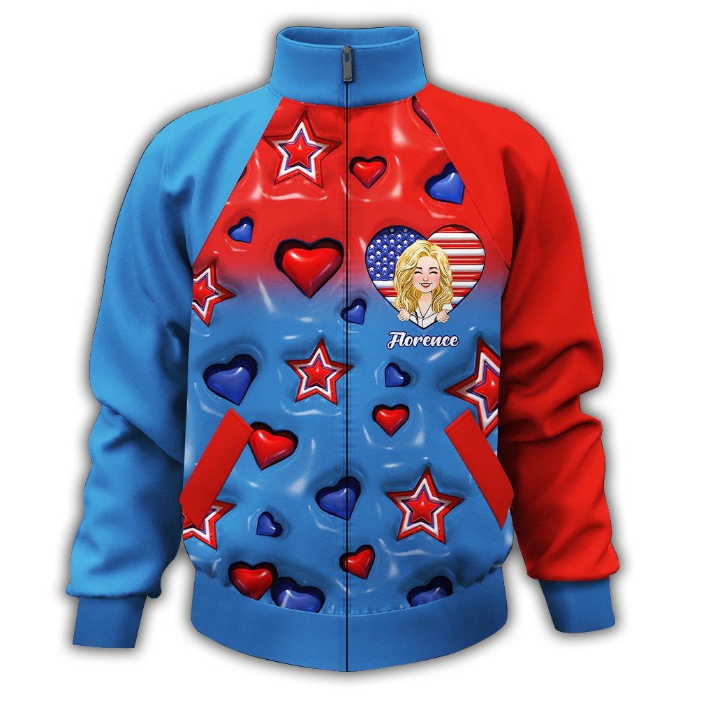 Cadeaux personnalisés pour infirmières - Veste zippée personnalisée « Infirmière américaine fière »