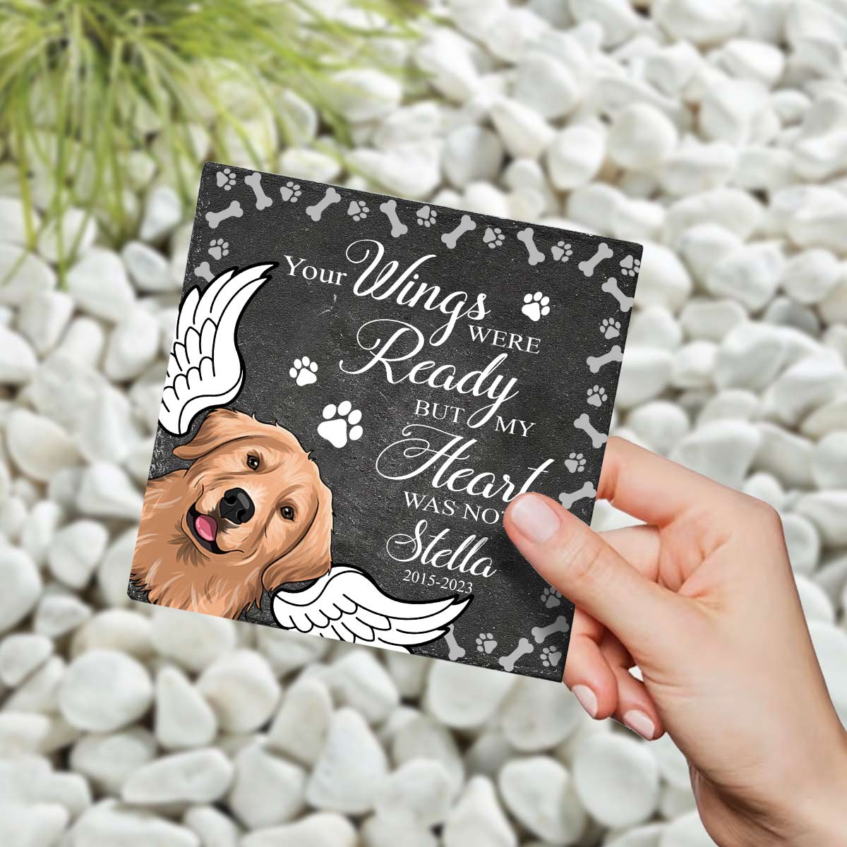 Tu as laissé des empreintes de pattes sur mon cœur - Pierre carrée personnalisée pour chien