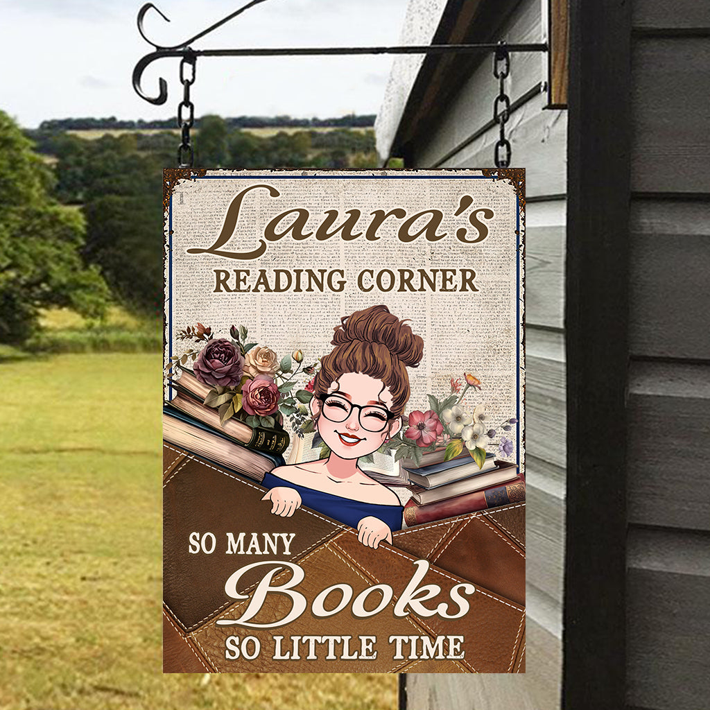 Tant de livres, si peu de temps - Plaque métallique rectangulaire personnalisée en forme de livre