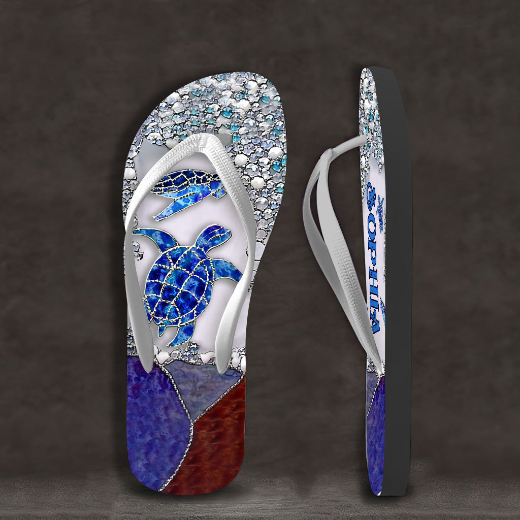 Salty Lil' Beach - Tongs personnalisées en forme de tortue