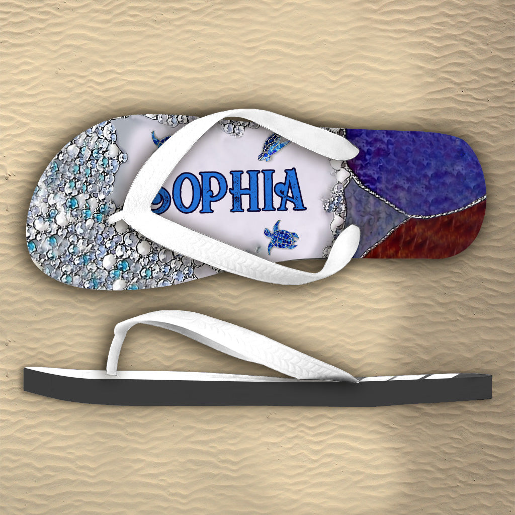 Salty Lil' Beach - Tongs personnalisées en forme de tortue