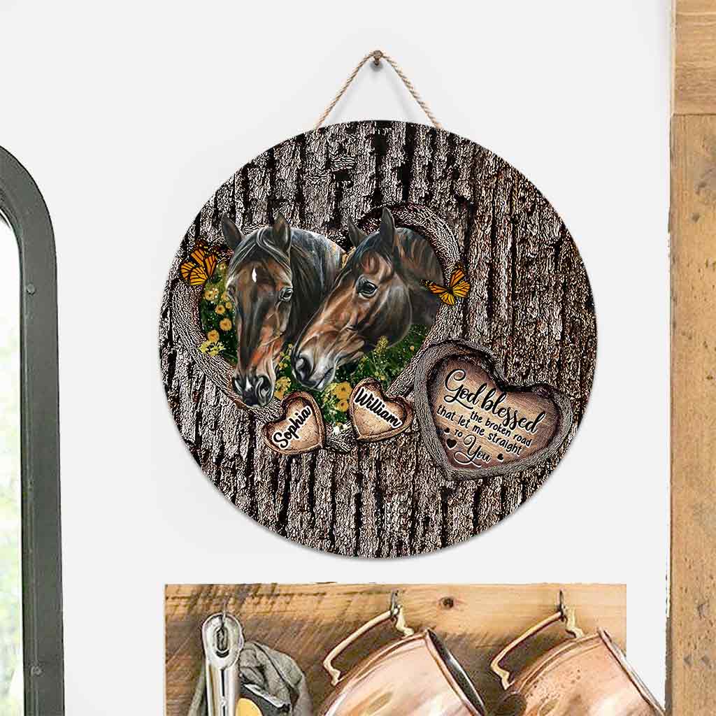 Dieu bénit le cœur brisé - Panneau rond en bois personnalisé avec un cheval