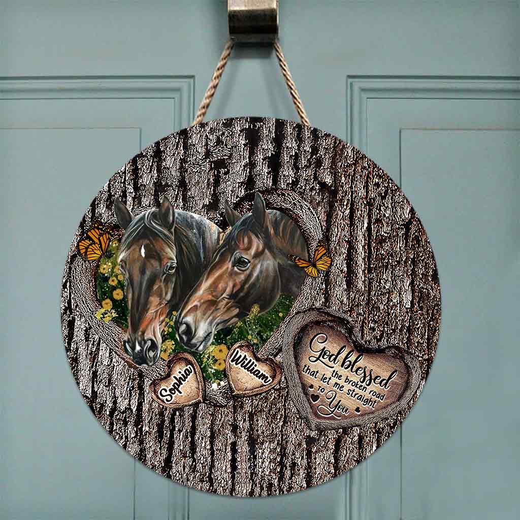 Dieu bénit le cœur brisé - Panneau rond en bois personnalisé avec un cheval