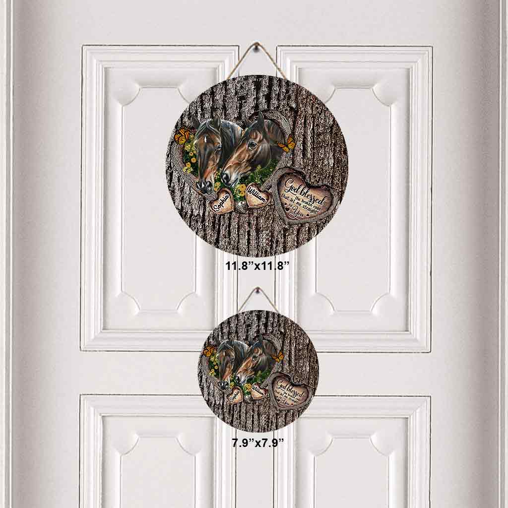 Dieu bénit le cœur brisé - Panneau rond en bois personnalisé avec un cheval