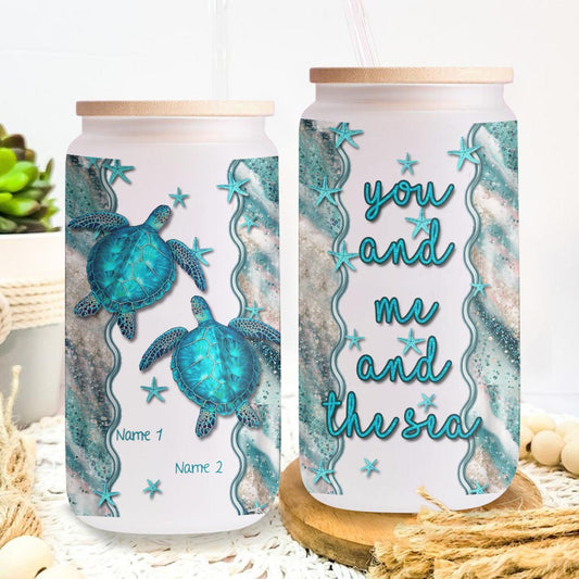 Toi, moi et la mer - Verre à canette personnalisé Tortue