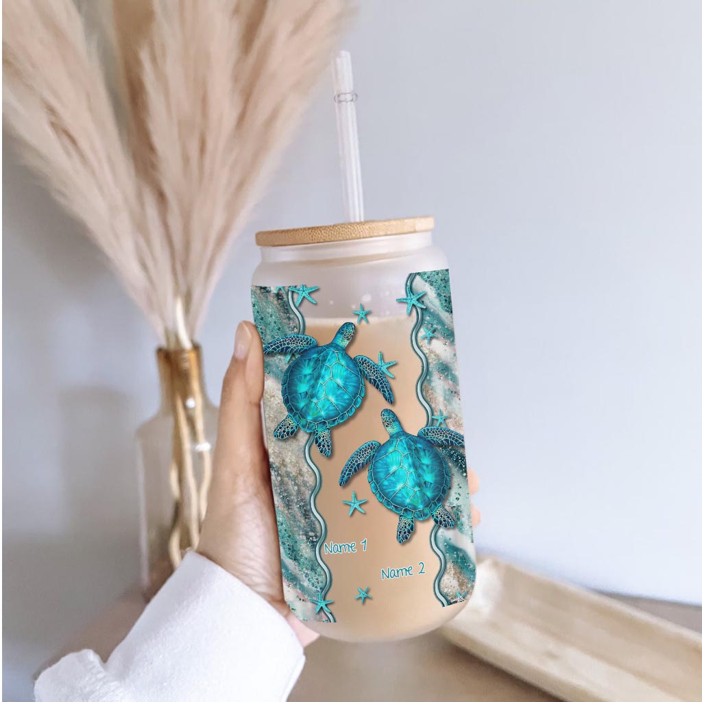 Toi, moi et la mer - Verre à canette personnalisé Tortue