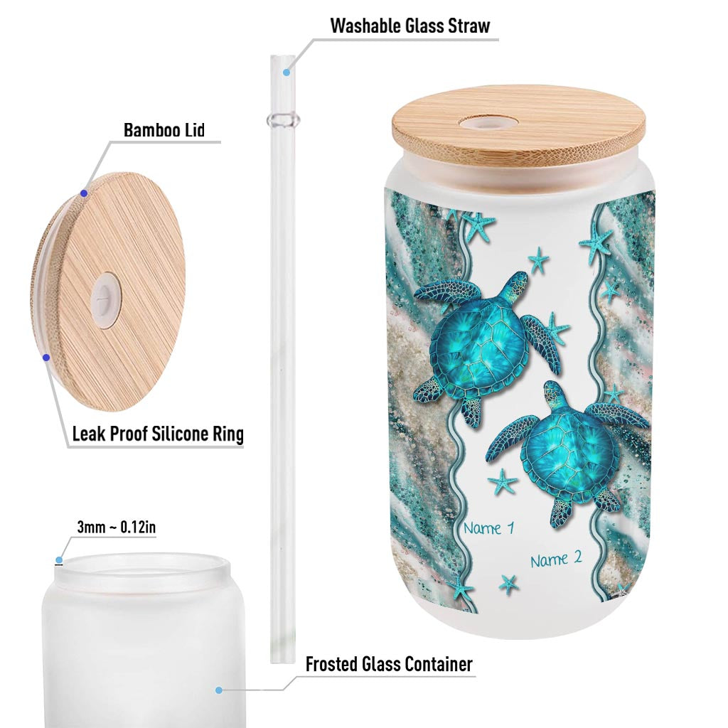 Toi, moi et la mer - Verre à canette personnalisé Tortue